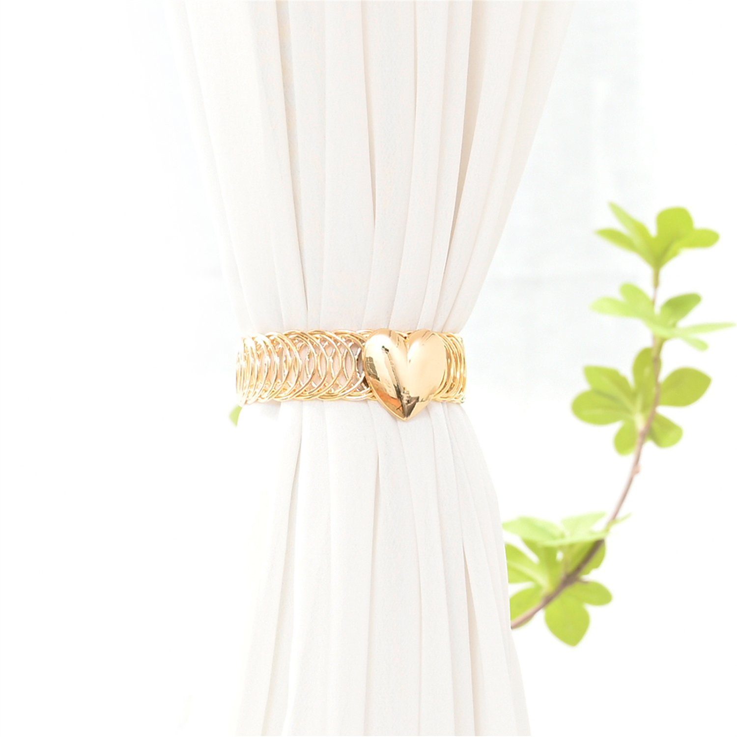 Raffhalter F12WH00206, HOMEIDEAS, (2-tlg), Metall-Gardinenraffhalter, Fensterbehandlung, Gold