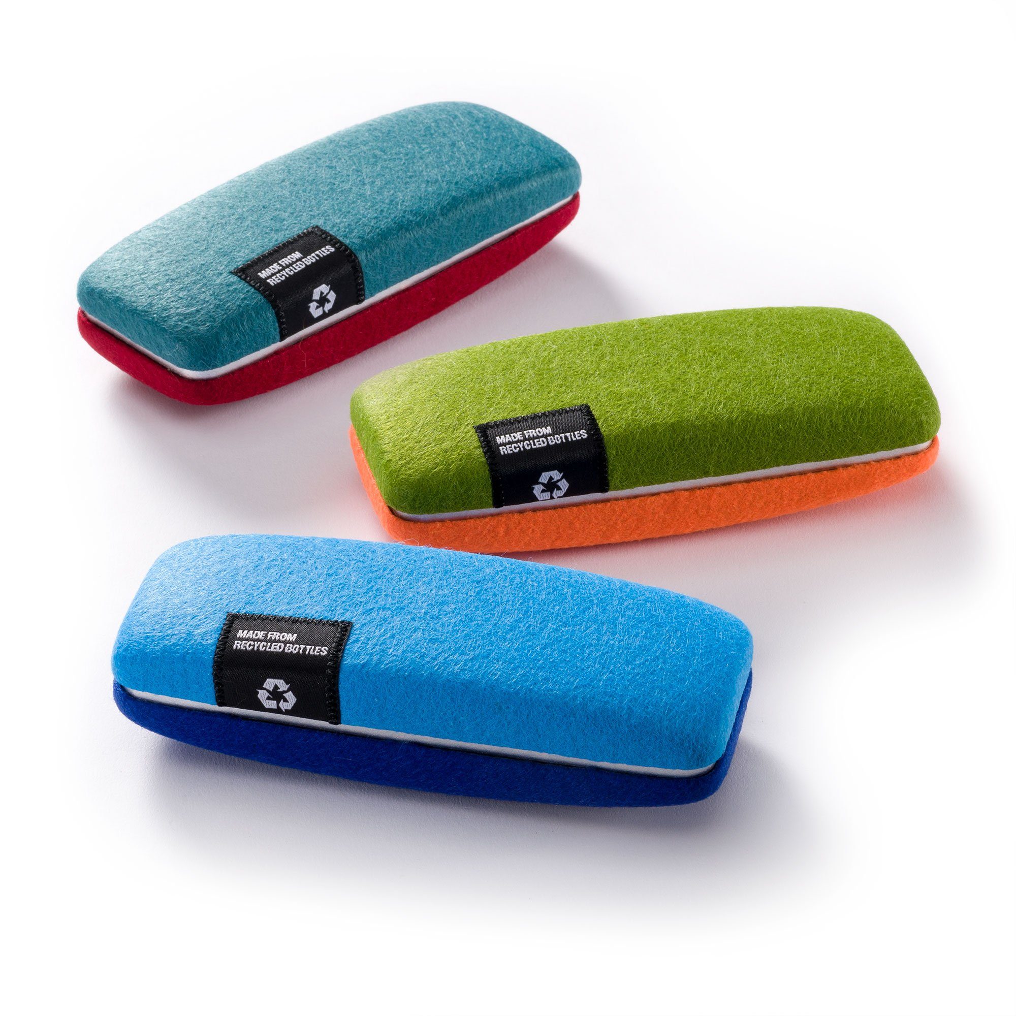 FEFI Brillenetui Hardcase mit Filzbezug aus recycelten PET-Flaschen, Set aus 1 Etui + hochwertigem Mikrofasertuch