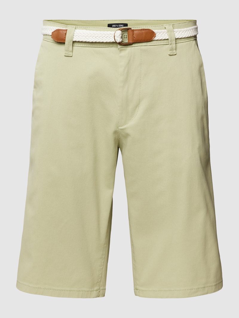 Chino-Shorts mit Gürtel Modell 'WILL' in hellgrün