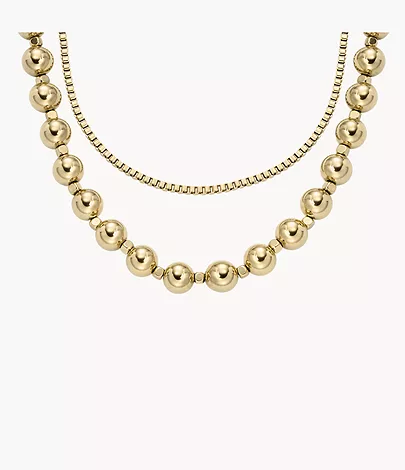 Fossil Kette All Stacked Up Edelstahl Beads goldfarben