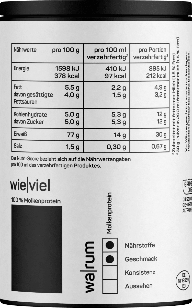 Whey Proteinpulver, geschmacksneutral, ungesüßt, 300 g