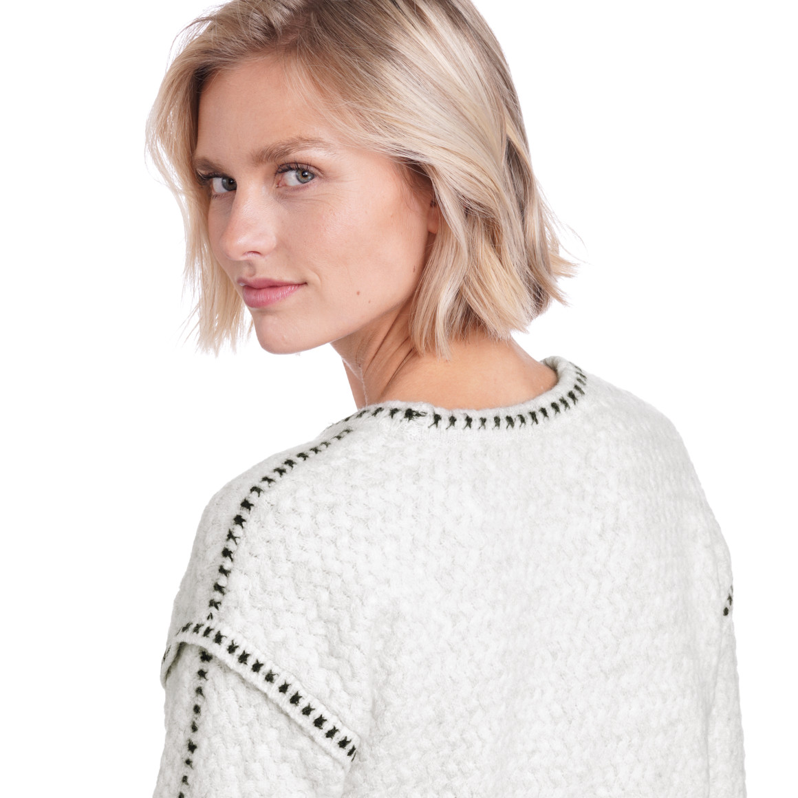 Damen Strickpullover mit Ziernähten
