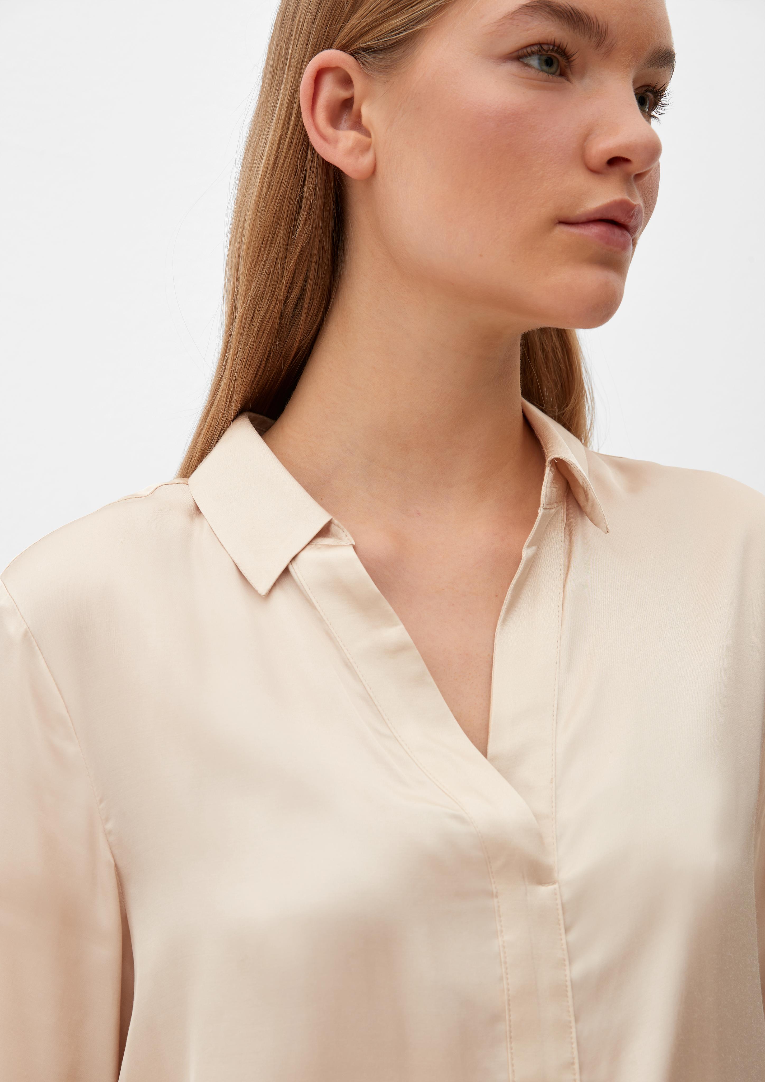 Viskosebluse mit Polokragen  2129232-1027