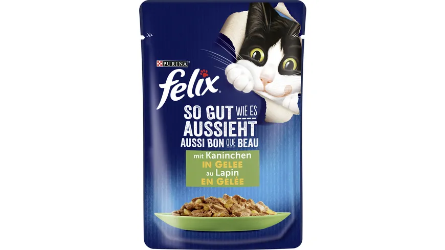 PURINA FELIX So gut wie es aussieht in Gelee mit Kaninchen Katzennassfutter 85 g