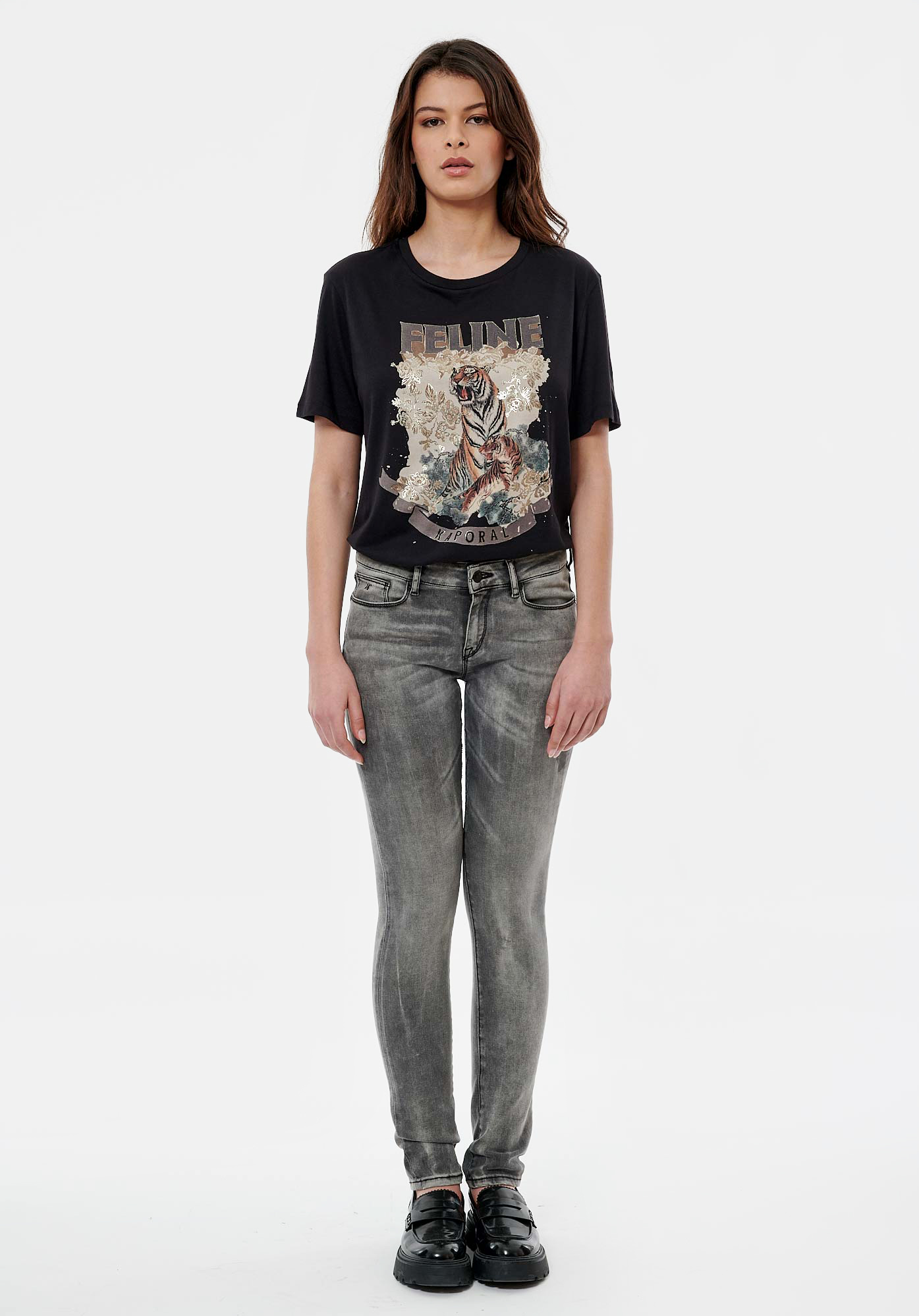 LARGE  T-shirt noir Femme
