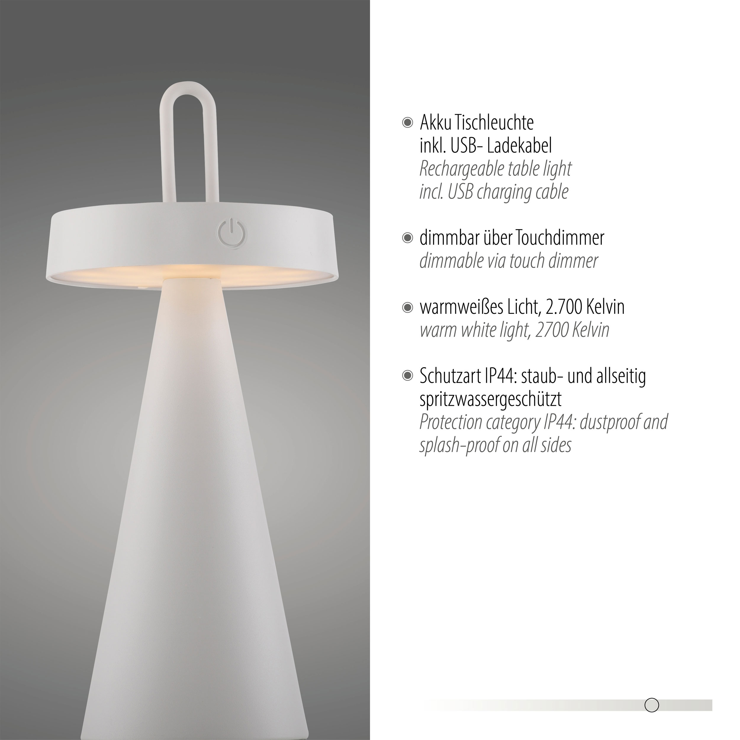 JUST LIGHT.LED-Akku-Tischleuchte 1flg