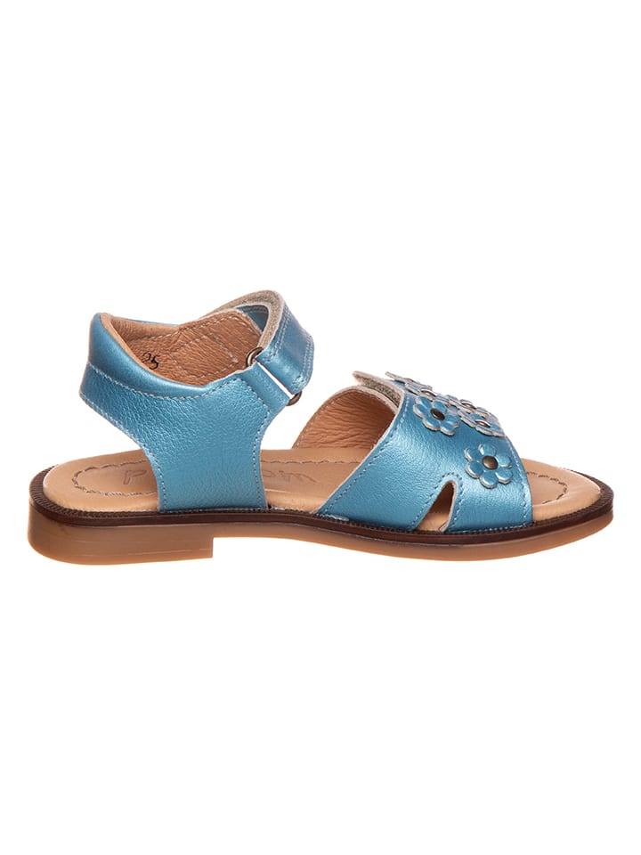 POM POM Leder-Sandalen in Hellblau günstig kaufen