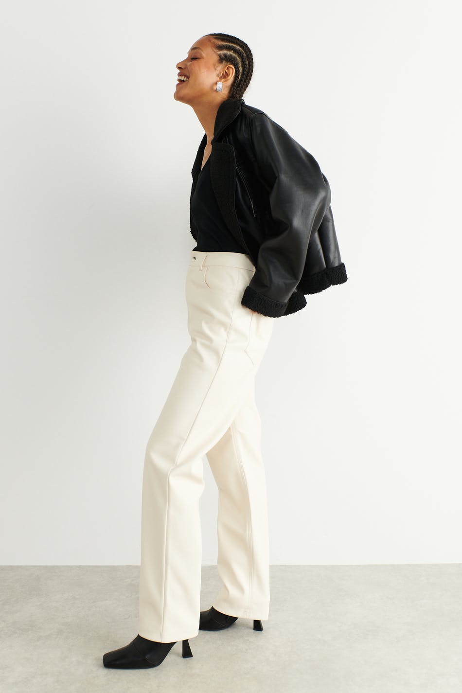 Straight pu trousers