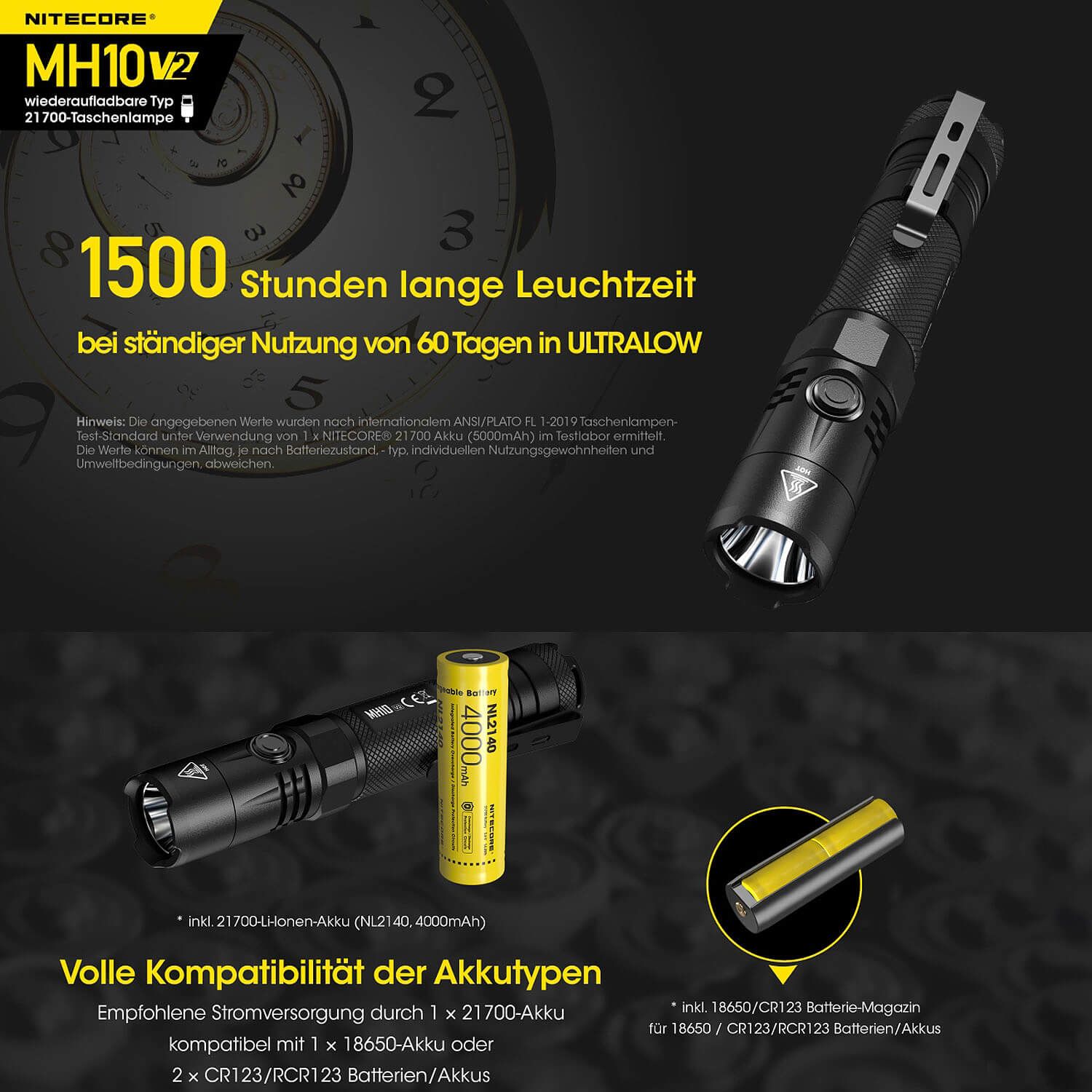 LED Taschenlampe MH10 V2 - 1200 Lumen