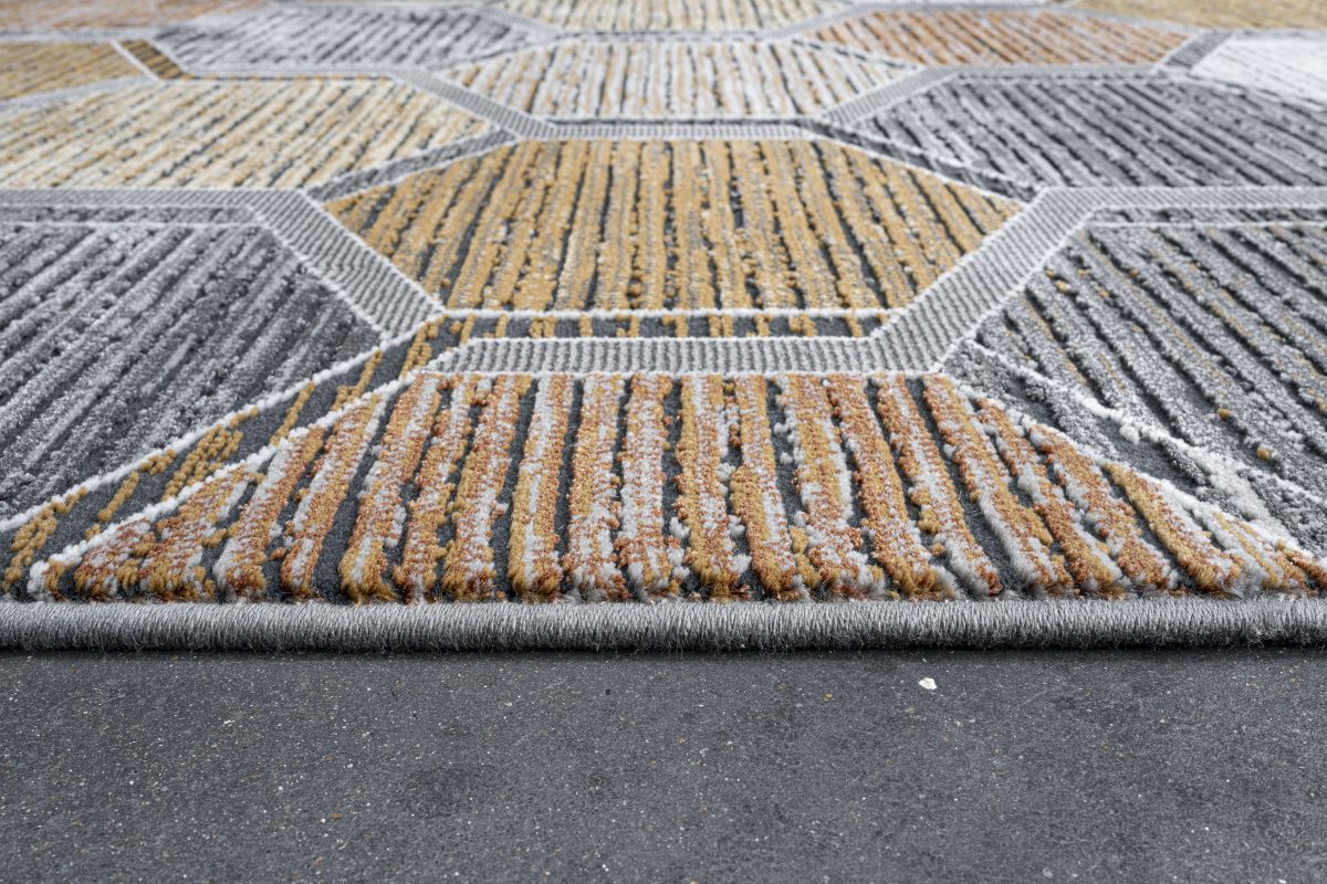 Webteppich Samaria Dunkelgrau-Gold-Orange 80 x 150 cm