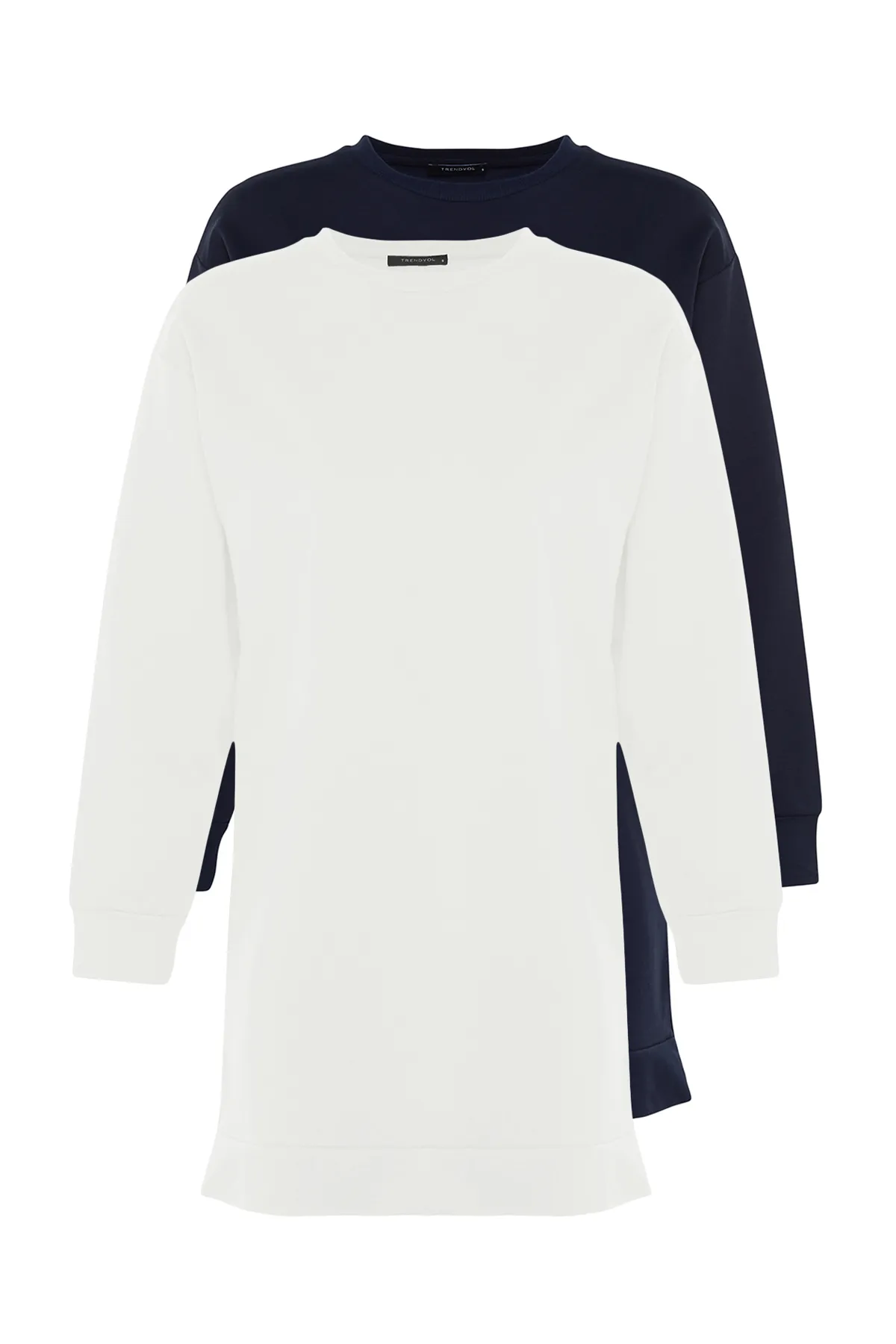 Trendyol Modest  Marineblau-Ecru 2er-Pack Basic-Strick-Sweatshirt mit Rundhalsausschnitt TCTAW22TW0152