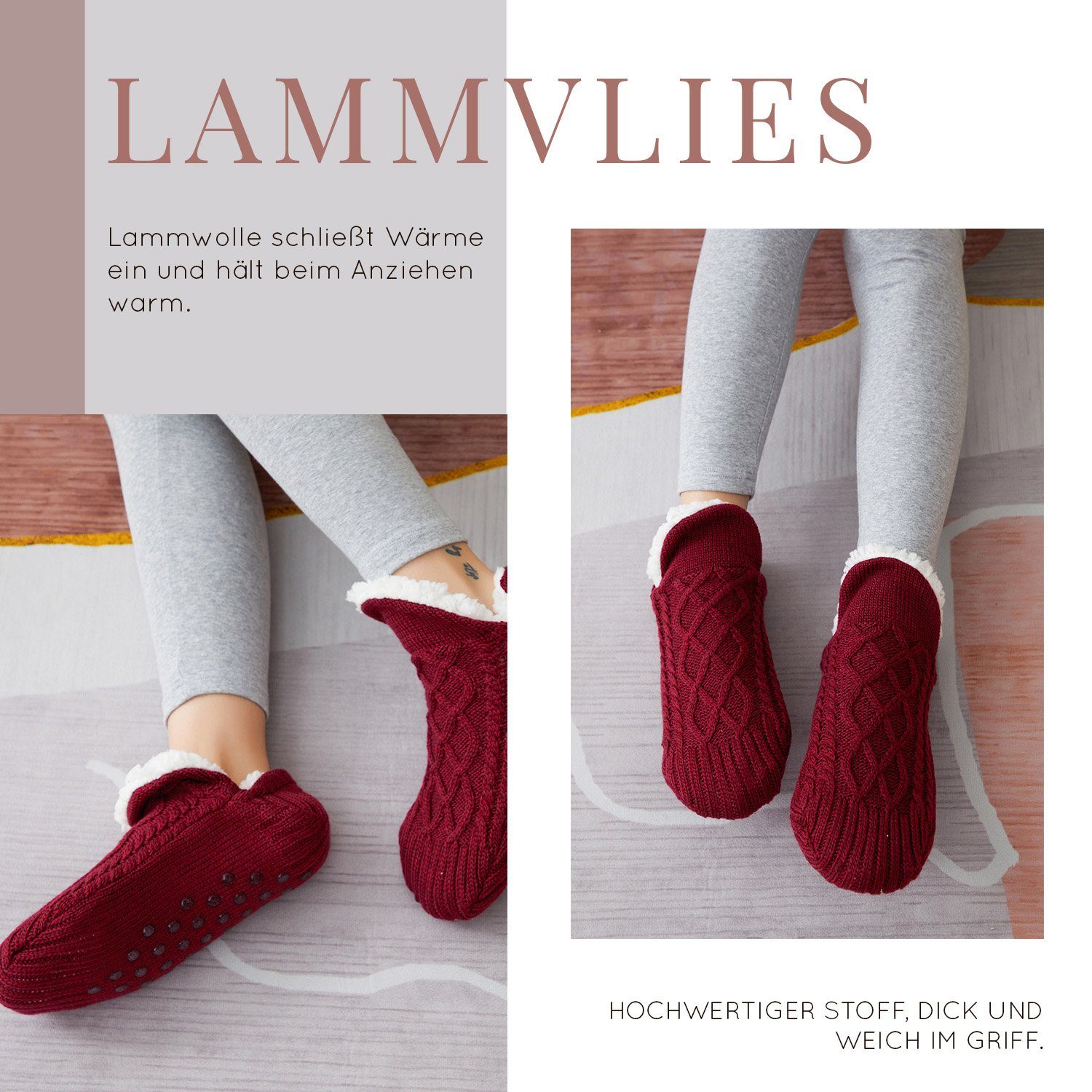 TOPMELON Haussocken Kuschelsocken Socken Stoppersocken Plüsch Hausschuhe