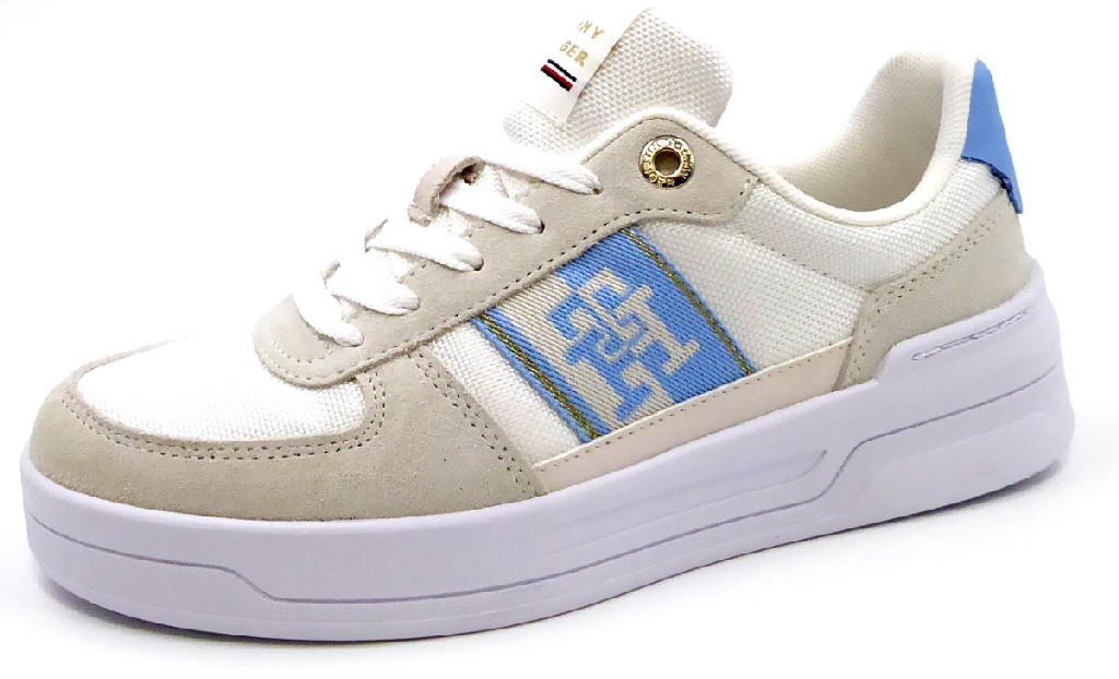 TOMMY HILFIGER Freizeit Schnürer weiss Basket Sneaker With Webbing