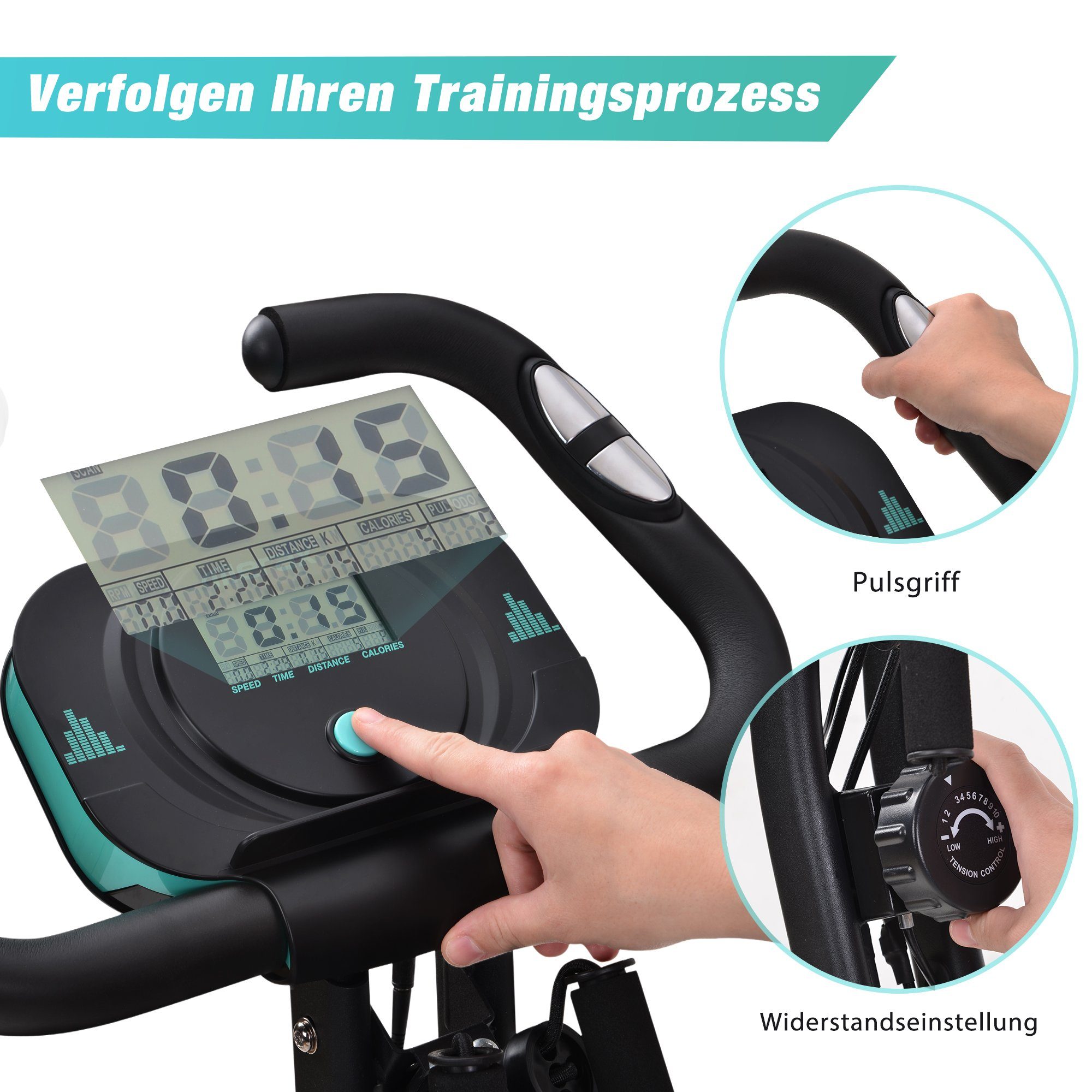 EXTSUD Heimtrainer Faltbares magnetisches Heimtrainer für effizientes Indoor-Training, 4-in-1-Design für verschiedene Trainingspositionen