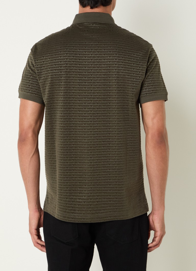 Emporio Armani regulāra piegriezuma polo krekls no liocela maisījuma ar pūkaina logotipa apdruku.