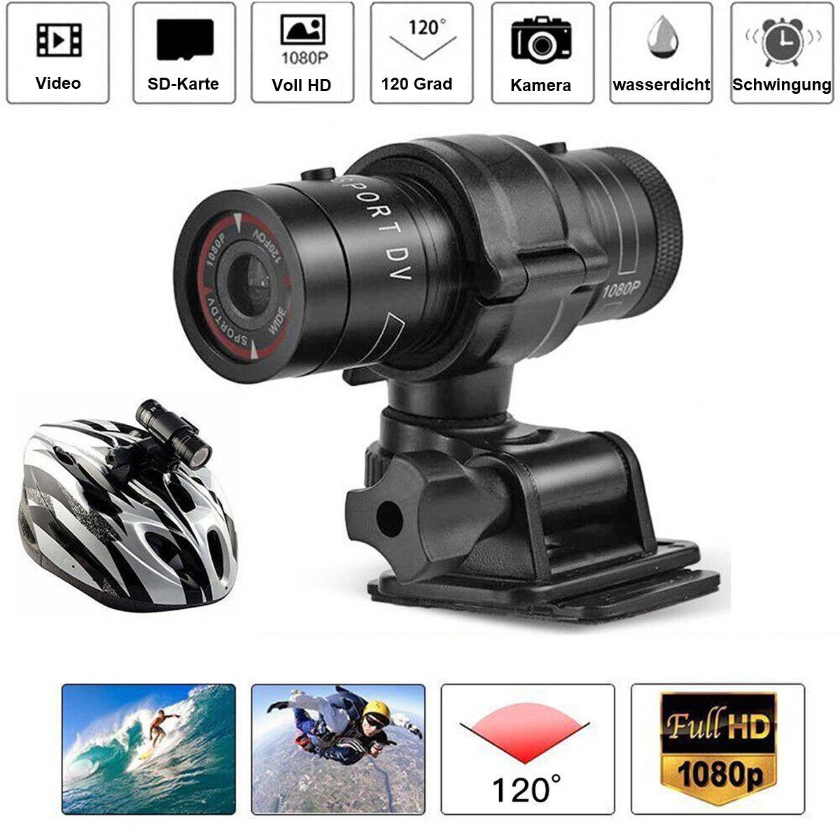 götäzer F9 Actionkamera HD Action Cam (Taschenlampe, Fahrrekorder, Außenkamera)