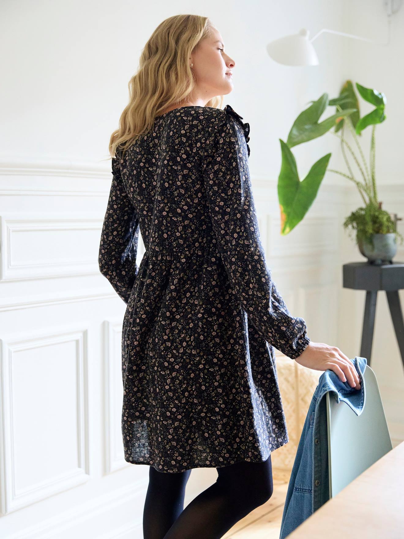 Vertbaudet Kleid für Schwangerschaft & Stillzeit aus Musselin - schwarz