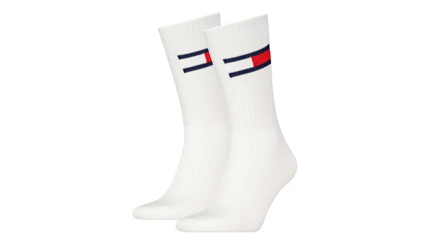 TOMMY HILFIGER Unisex Socken TJ Flag 2er Pack white