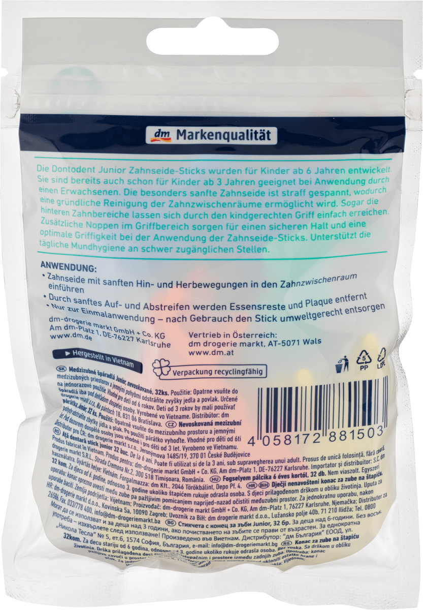 Dontodent Zahnseidesticks Junior ab 6 Jahren, 32 St, 32 St