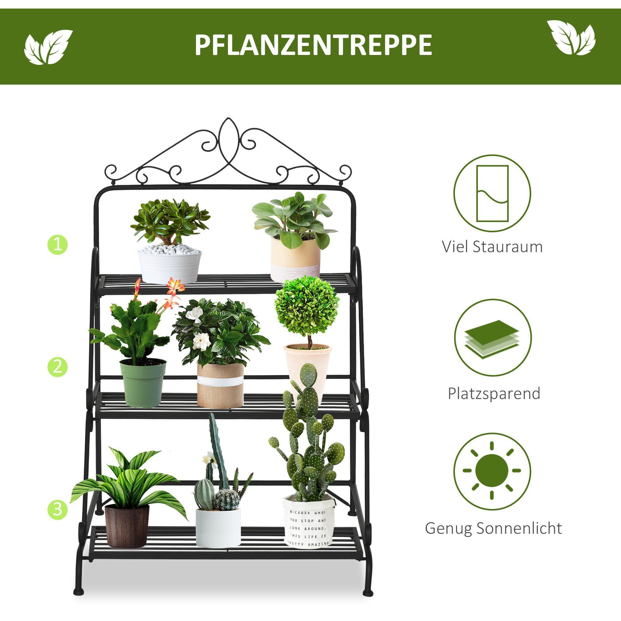 Outsunny Pflanzentreppe Pflanzenständer (Set, 1 St), mit erhöhtem Design