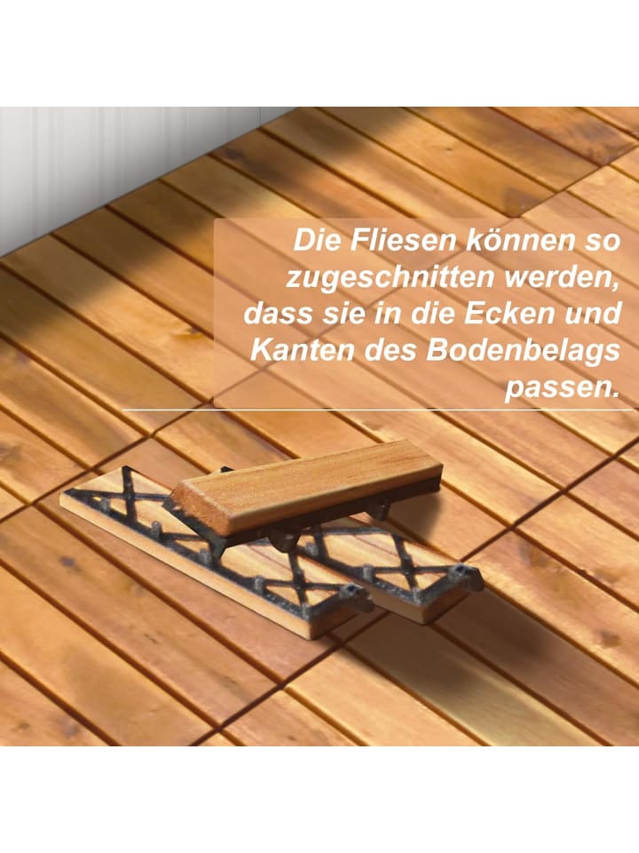 COSTWAY Holzfliesen 27 Stk. Set in Braun günstig kaufen onesize