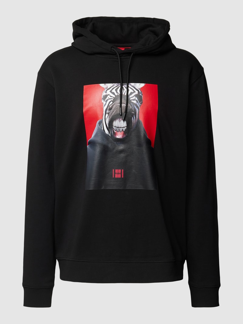 Hoodie mit Motiv-Print Modell 'Debras' in schwarz