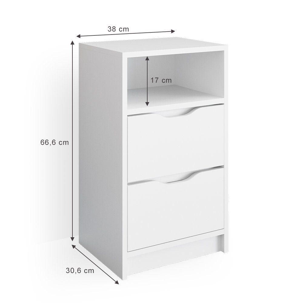 Vicco Nachtkommode Nachttisch Kommode für Boxspringbett RUBEN weiß