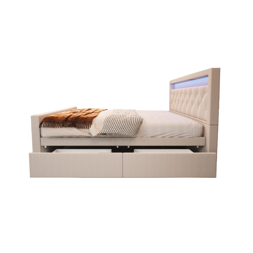 Home Deluxe HOME DELUXE Polsterbett VELARA inkl. Matratze und Topper 180 x 200 cm - Beige