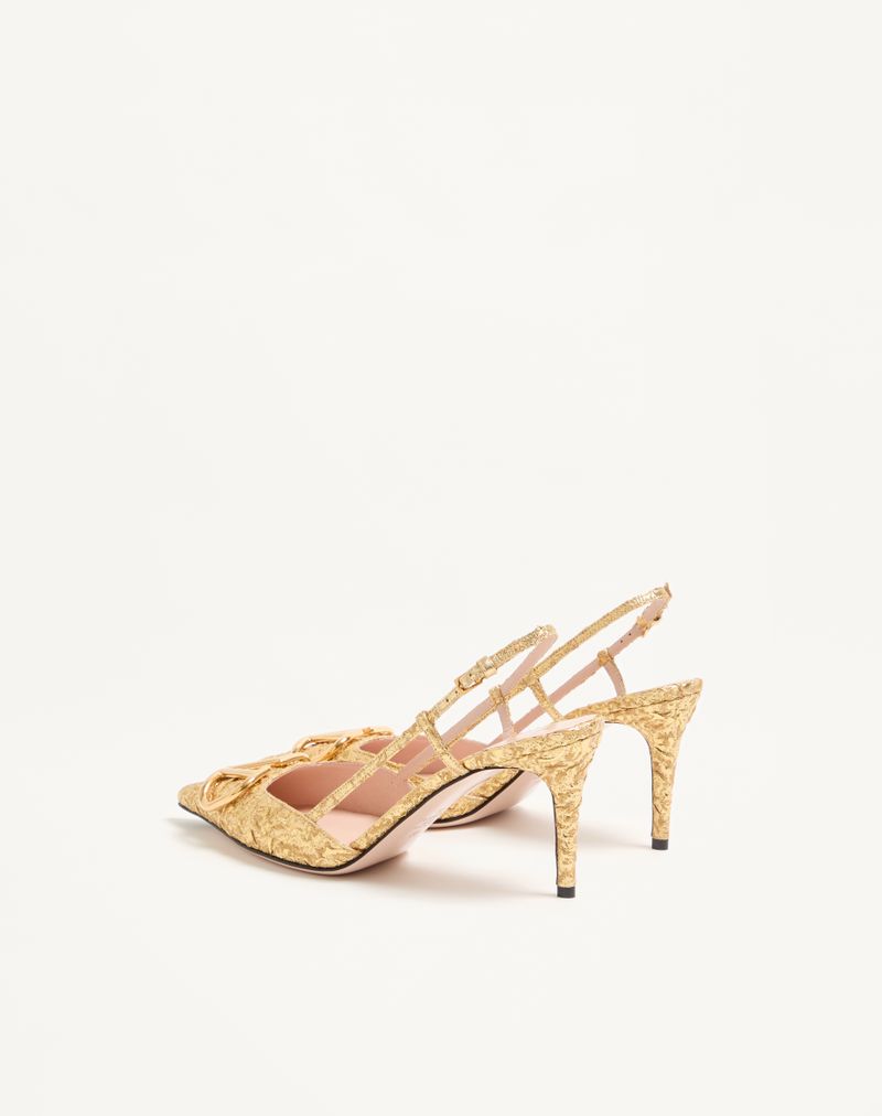 Sandálias VLogo Signature Slingback Décolleté em tecido jacquard cloqué de 80 mm