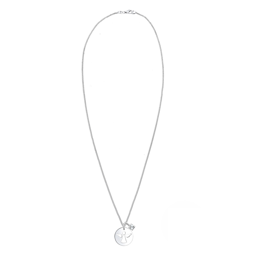 Elli Elli Collier Femme Assiette d'Ange Jouant avec des Cristaux en Argent Sterling 92 collier