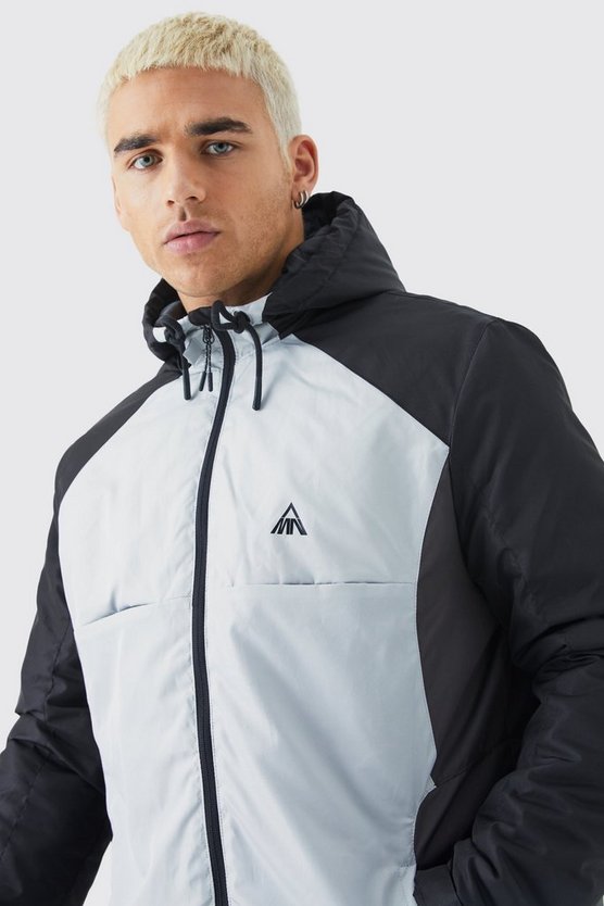 Lockere gepolsterte Ripstop Colorblock Jacke