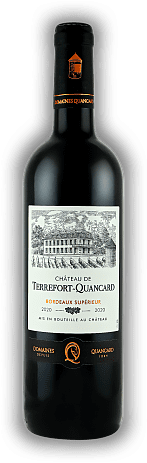 Chateau de Terrefort-Quancard, Merlot - Cabernet Sauvignon, Bordeaux Superieur AC, 2020, Bordeaux rouge  Chateau de Terrefort-Quancard, Merlot - Cabernet Sauvignon, Bordeaux Superieur AC, 2020, Bordeaux rouge  Ein ausgewogener und großzügiger Wein. J