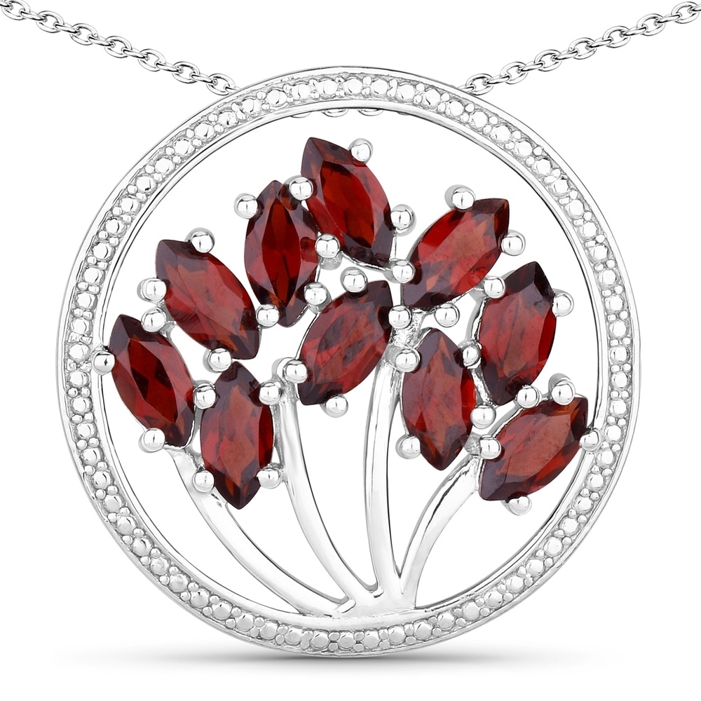 Rafaela Donata Chaîne Tree of Life Argent sterling Grenat en Argent Bijoux
