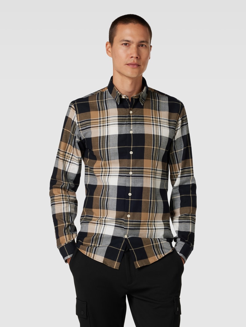Slim Fit Freizeithemd mit Karomuster in sand