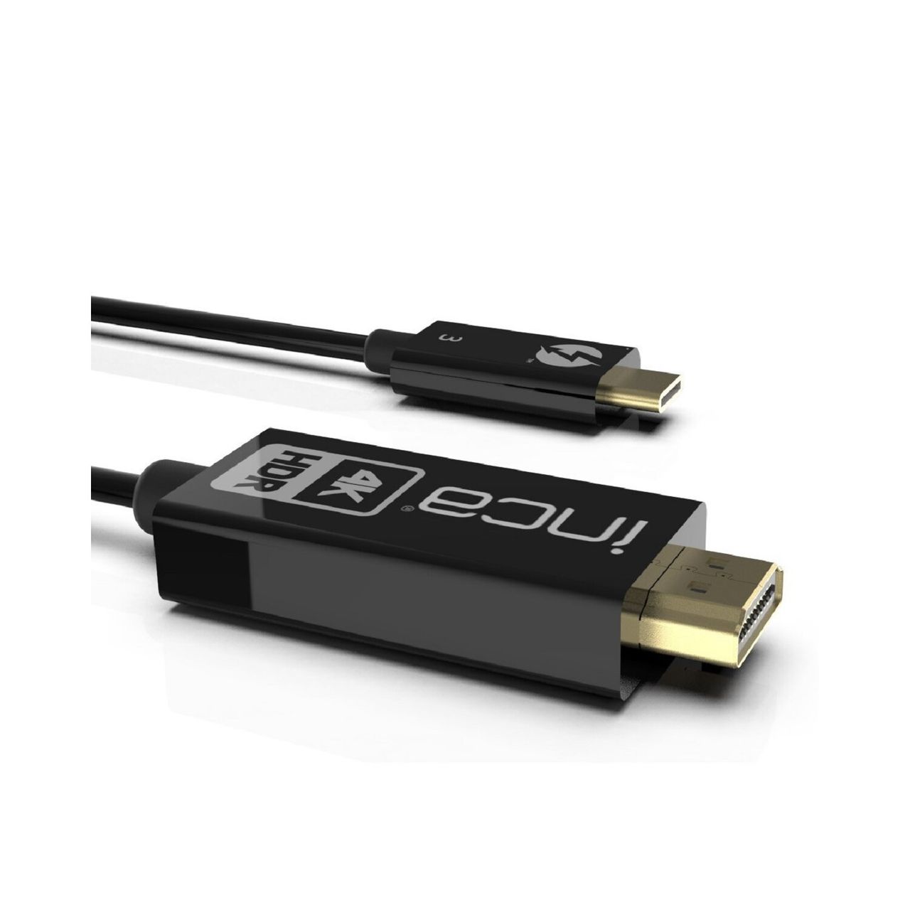 Inca USB-C auf HDMI Kabel 1,8 m (4K@60Hz) Konverterkabel Adapterkabel Schwarz