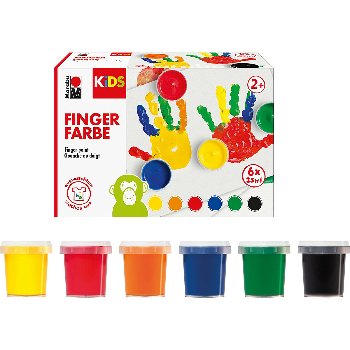 Marabu KiDS Fingerfarbe 6er Set, 6 x 35 ml