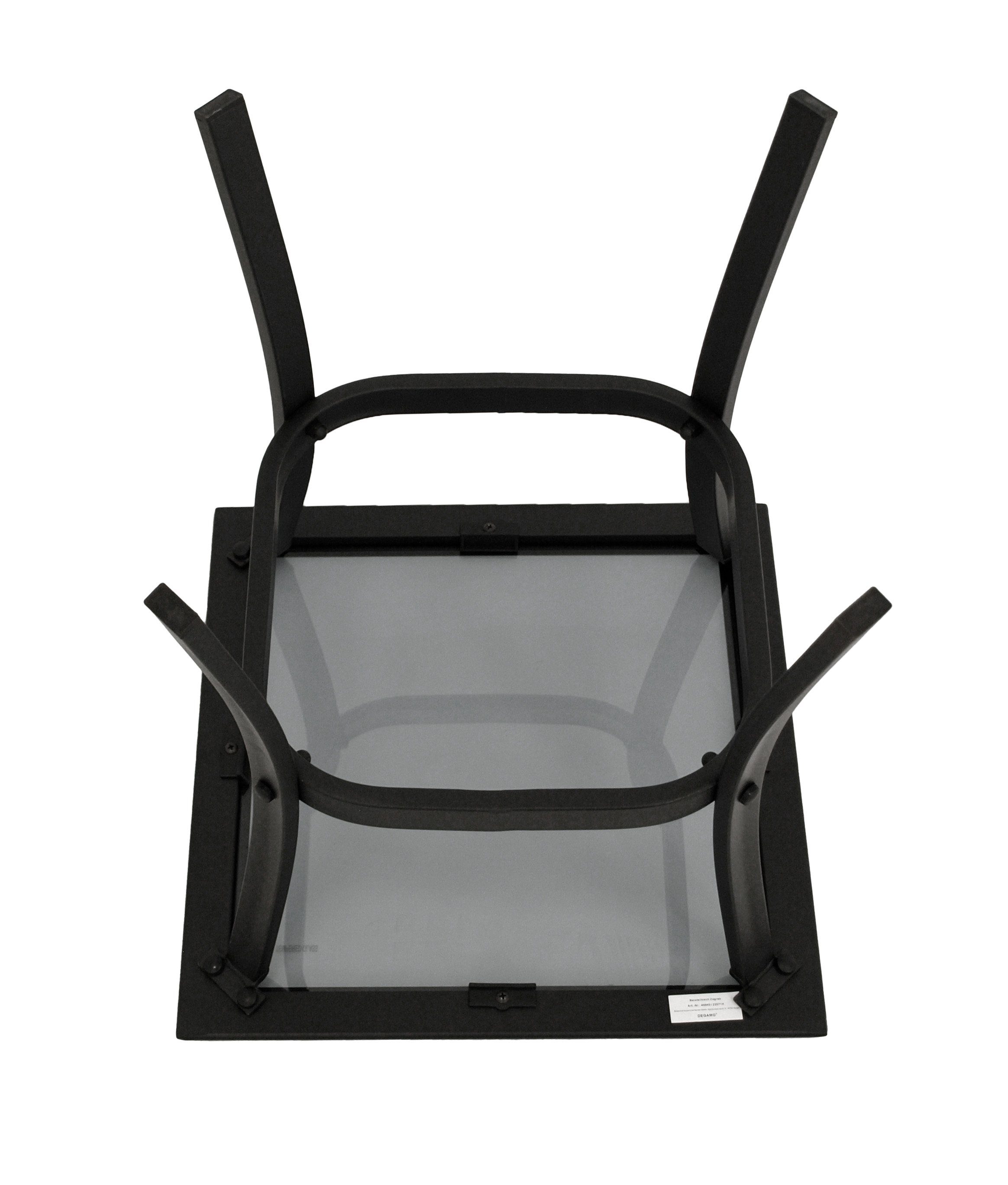 DEGAMO Beistelltisch ZAGREB, 46x46cm, Stahl schwarz + Glas, Indoor + Outdoor