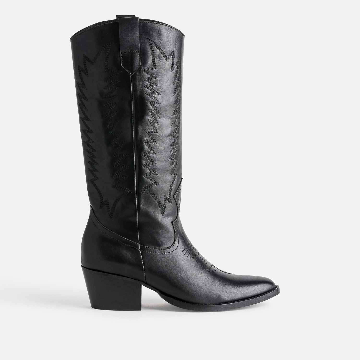 Botte noire cuir éco-conçue esprit santiag