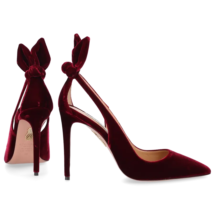 Aquazzura - Pumps BOW TIE 105 Samt - rot