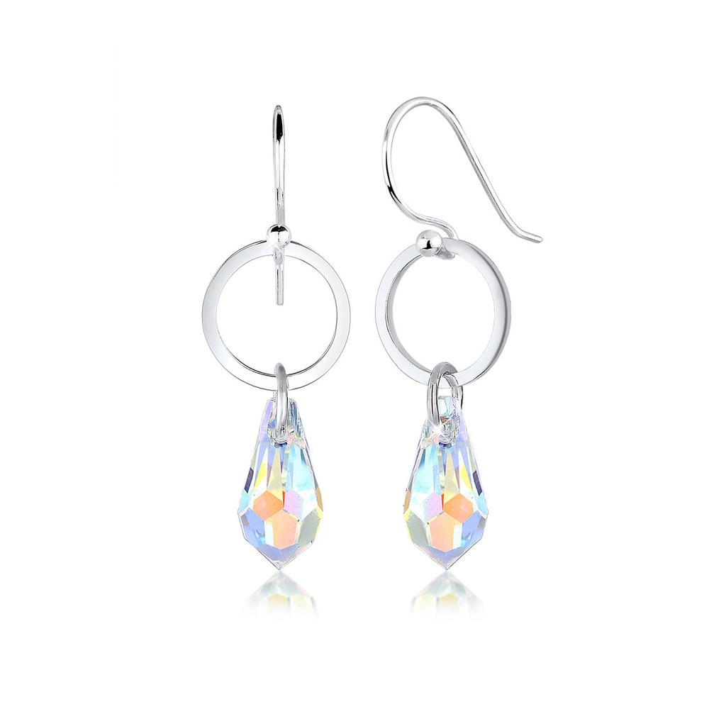 Elli Elli Boucles d'Oreilles Geo Kreis Tropfen Kristalle 925 Silber Boucles d'oreilles