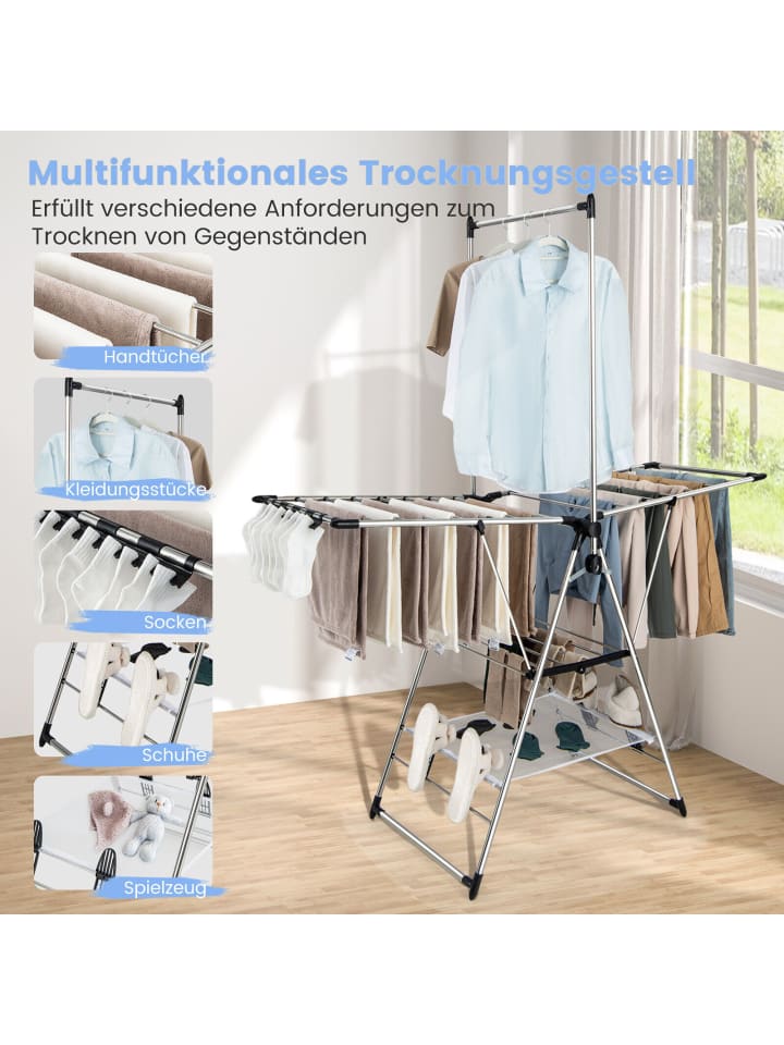 COSTWAY Wäscheständer 192cm ausziehbar in Silber günstig kaufen onesize
