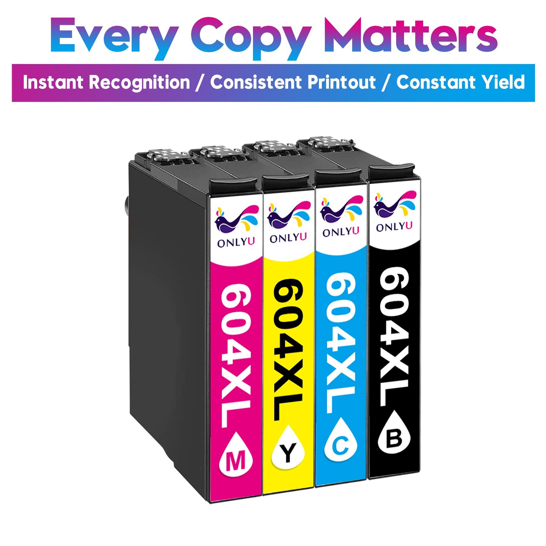 ONLYU 10er Pack 604 Kompatible Multipack für Epson 604XL Tintenpatrone (für XP-3200 XP-2205 XP-3205 XP-4200 XP-4205, WF-2910 WF-2930 WF-2935 WF-2950)