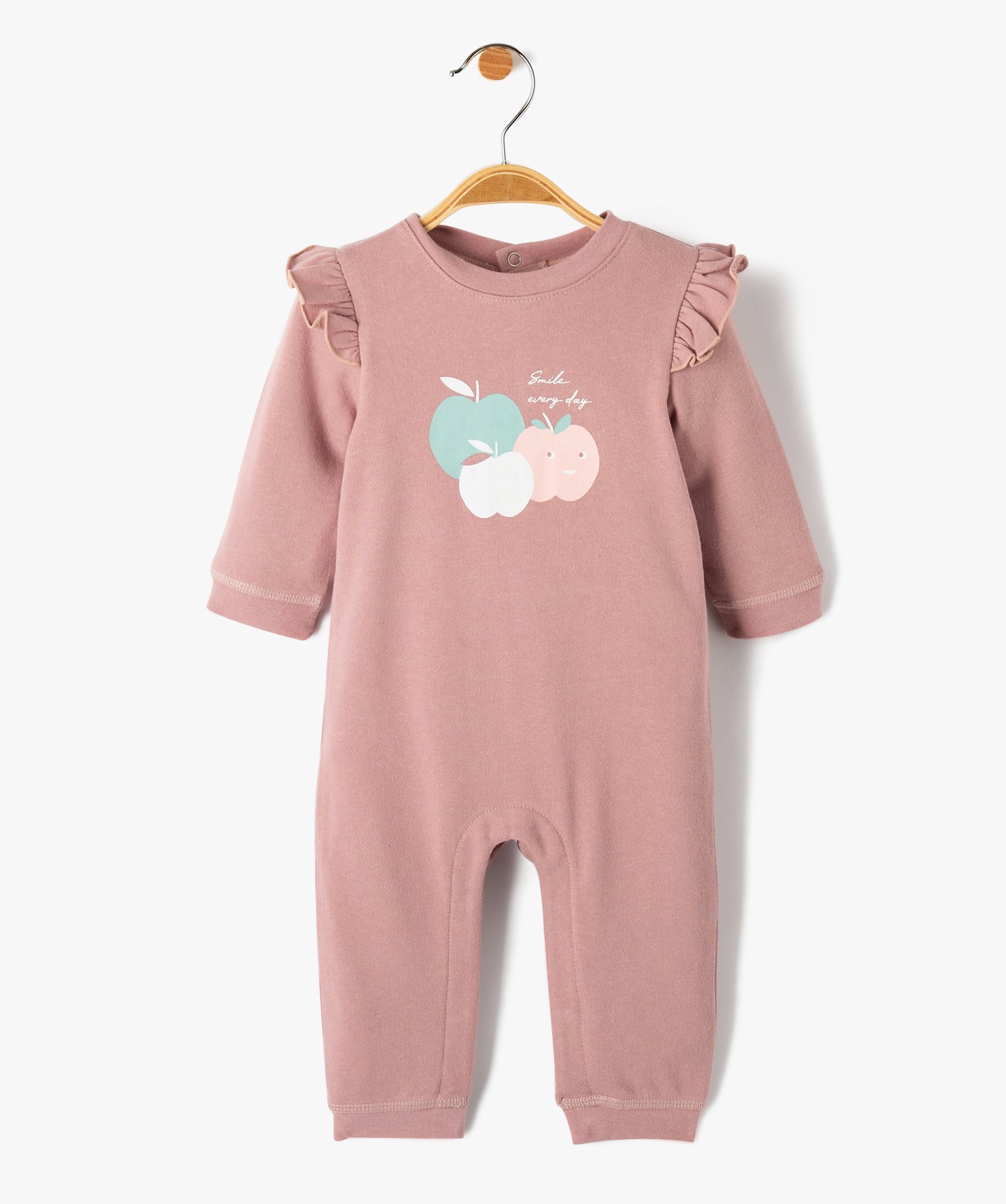 Pyjama bébé en jersey imprimé à volants rose | GEMO