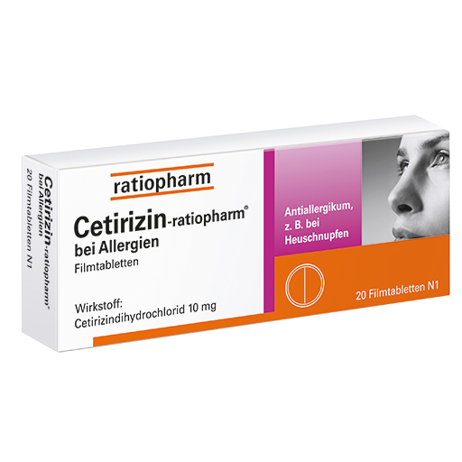CETIRIZIN ratiopharm bei Allerg.10 mg Filmtabletten  20 St  Filmtabletten