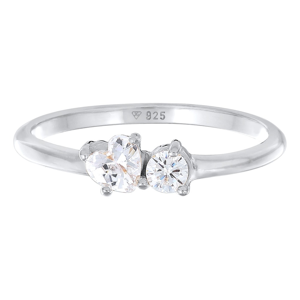 Elli Elli Bague Bague de fiançailles pour femmes Cœur avec cristaux zirconium en argen Bague