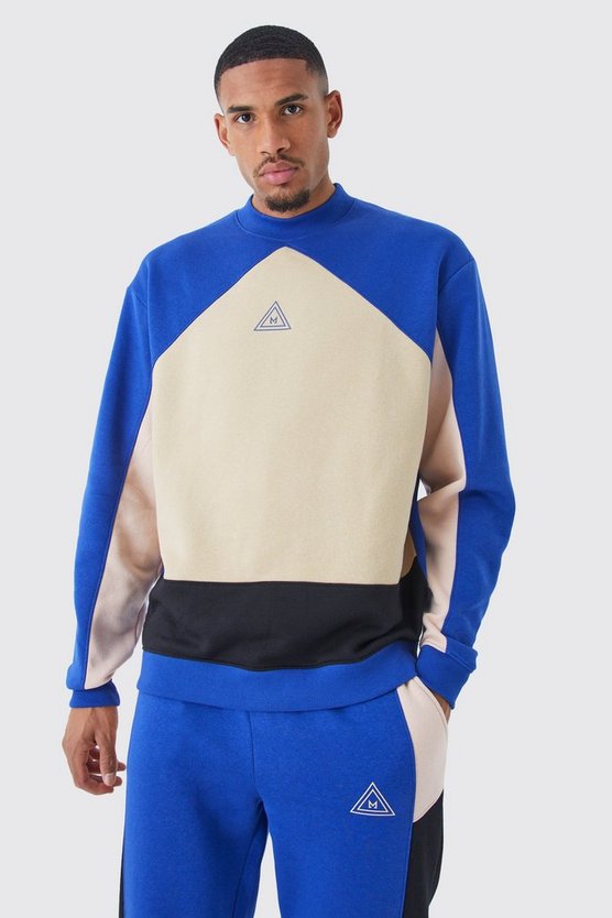 Tall Oversize Colorblock Sweatshirt-Trainingsanzug