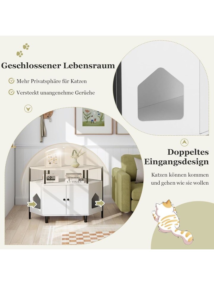 COSTWAY Katzenschrank für Ecke in Weiß günstig kaufen onesize