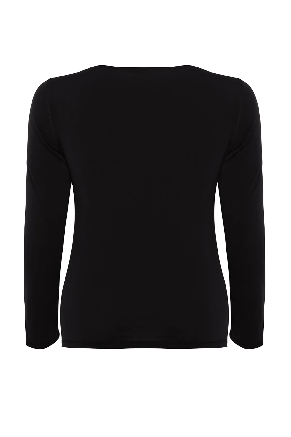 Trendyol Curve  Schwarze Sandy-Strickbluse mit V-Ausschnitt TBBAW24AF00030