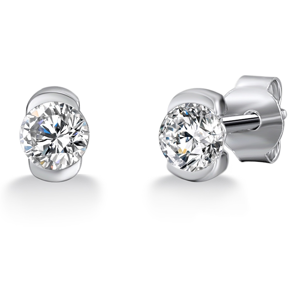 Trilani Puces d'oreilles en argent Argent sterling Oxyde de zirconium (CZ) en Argent Boucles d'oreilles