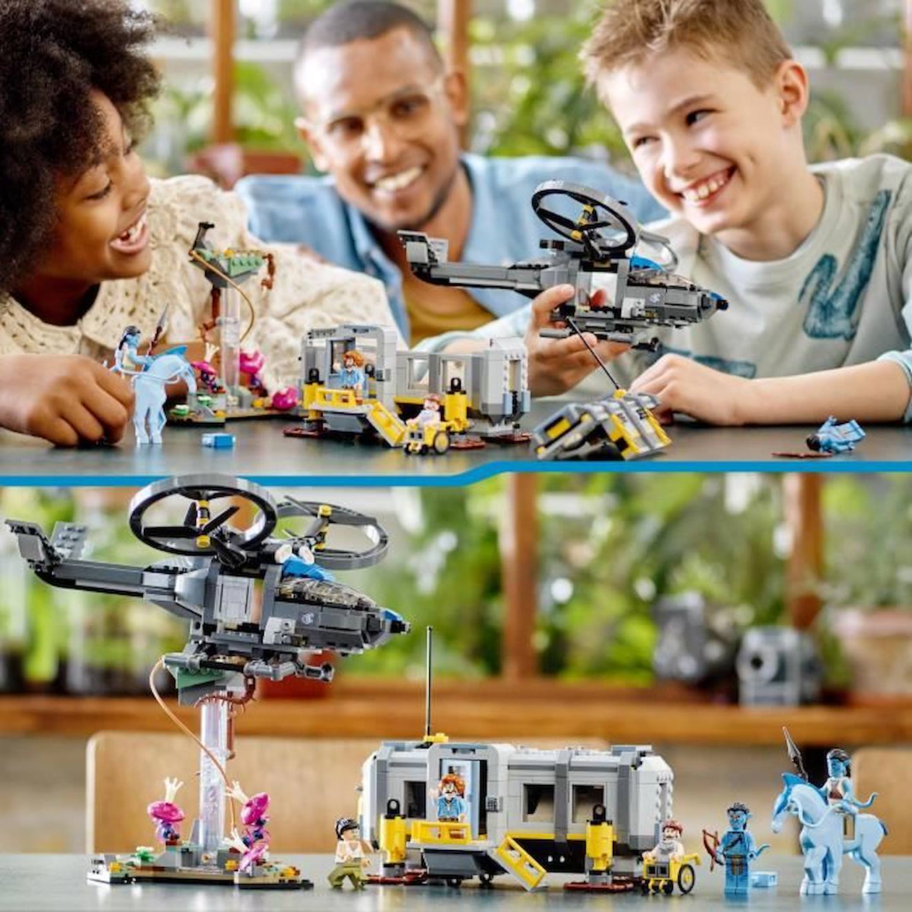 LEGO Avatar 75573 Les Montagnes Flottantes : le Secteur 26 et le Samson RDA, Jouet, Figurines bleu
